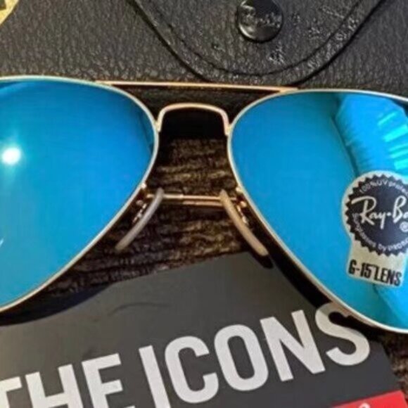 Ray-Ban 3025 Blue Aviator Sunglasses 58mm - Picture 2 of 5